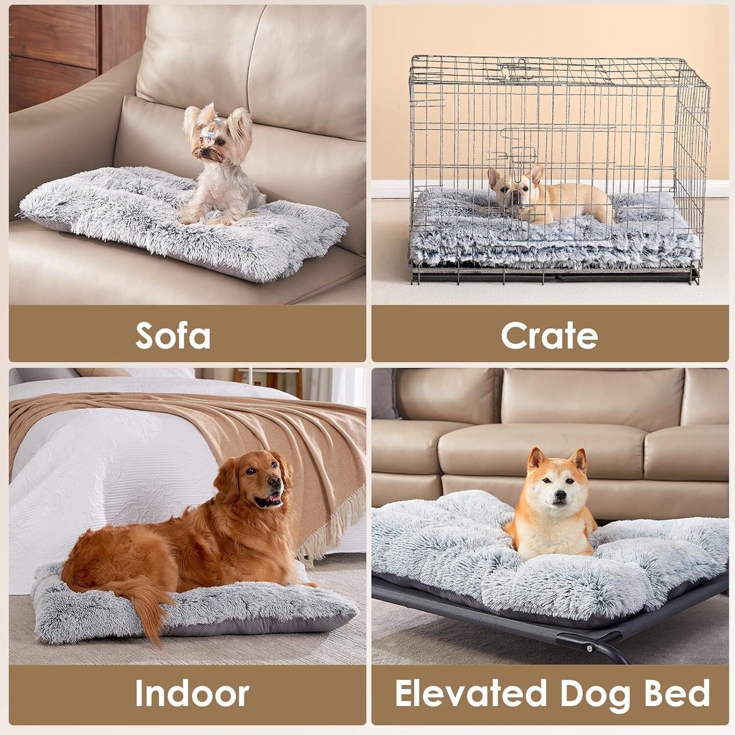 Large Washable Dog Bed - Soft Pet Cushion for Crate, Puppy, and Cat Mattress