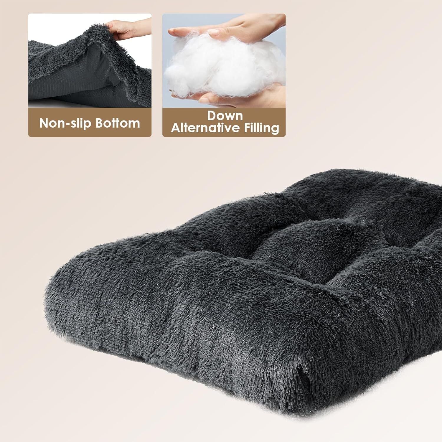 Large Washable Dog Bed - Soft Pet Cushion for Crate, Puppy, and Cat Mattress