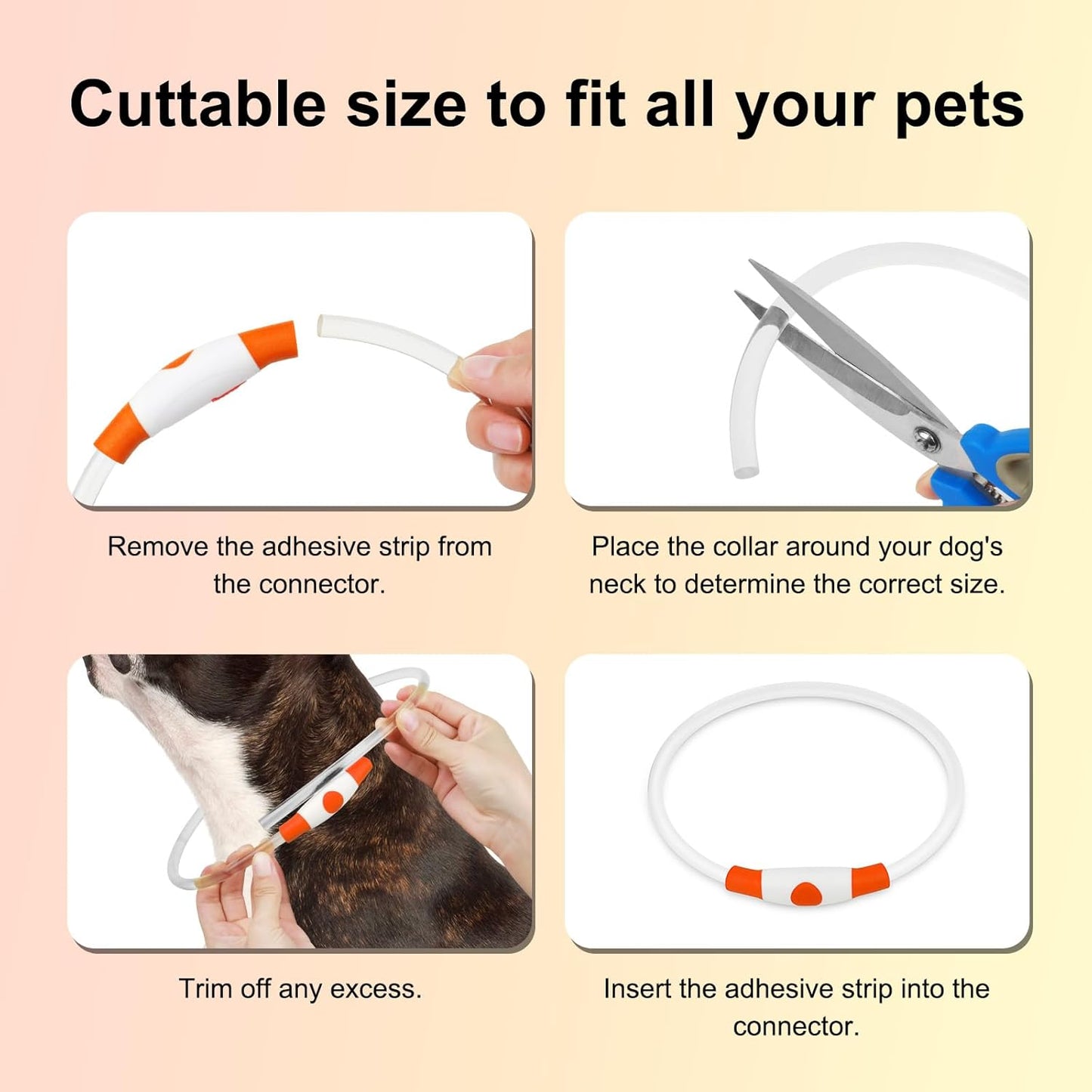 Rechargeable Waterproof Lighted Dog Collar - High Visibility Glowing Collar for Night Walking (Orange)