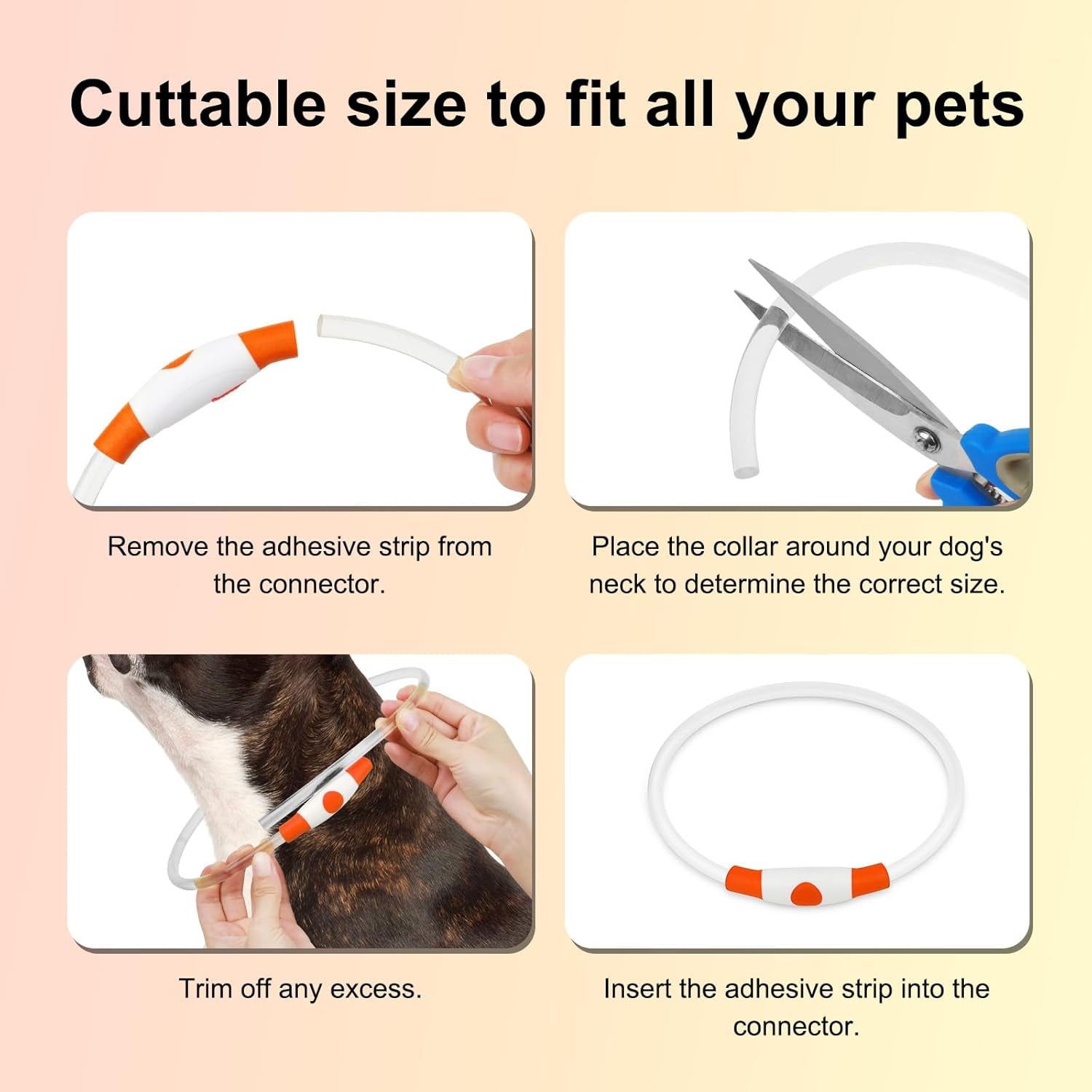 Rechargeable Waterproof Lighted Dog Collar - High Visibility Glowing Collar for Night Walking (Orange)