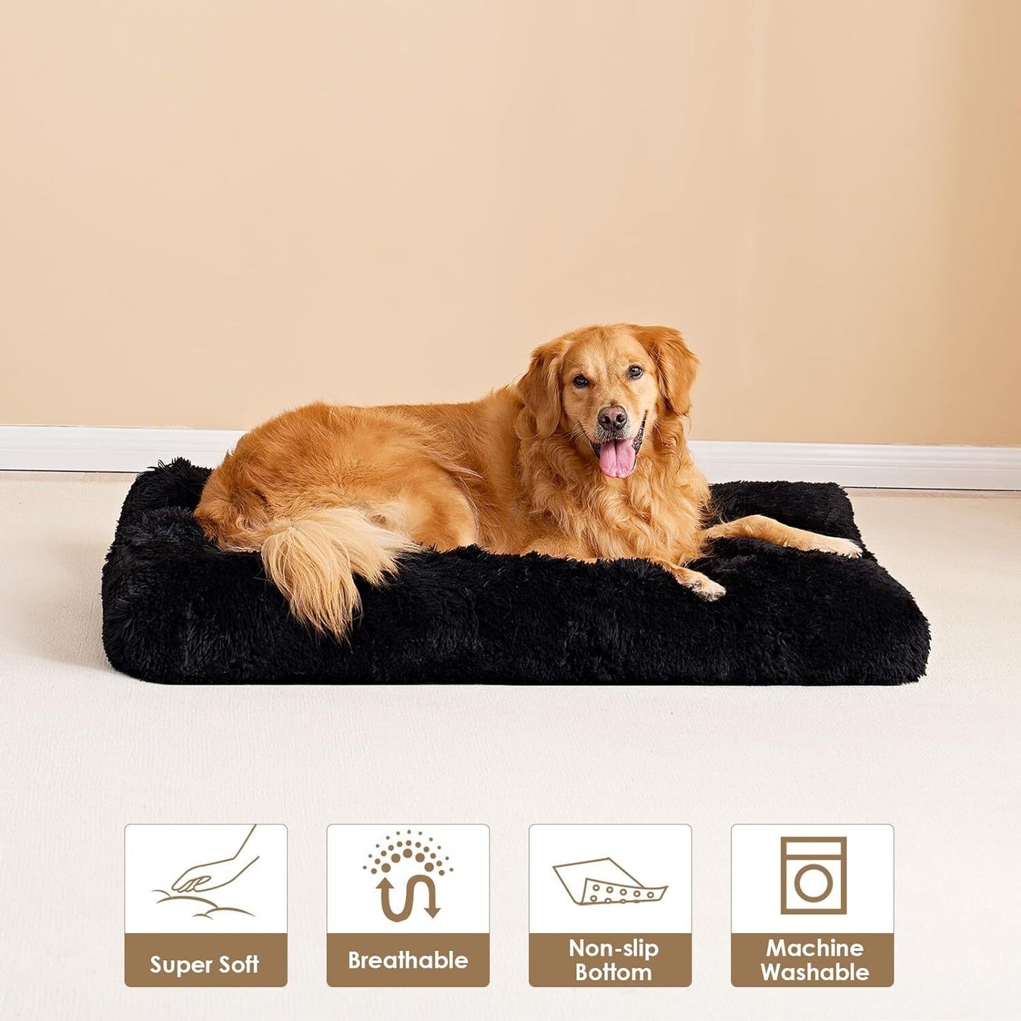 Large Washable Dog Bed - Soft Pet Cushion for Crate, Puppy, and Cat Mattress